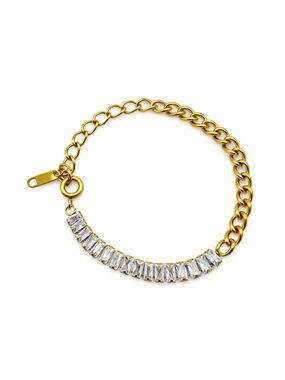 Half Tennis Baguette & Cuban Link Bracelet